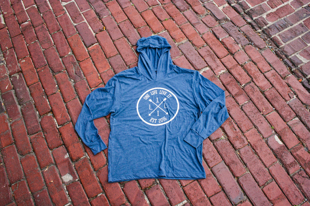 Vint Indigo Arrow Logo Long Sleeve Hoodie