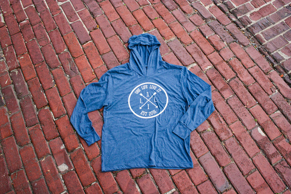 Vint Indigo Arrow Logo Long Sleeve Hoodie