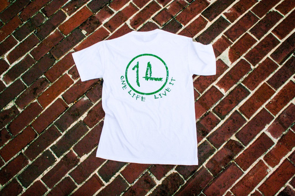 White/Green Short Sleeve Original Logo Tee