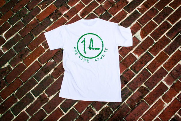 White/Green Short Sleeve Original Logo Tee