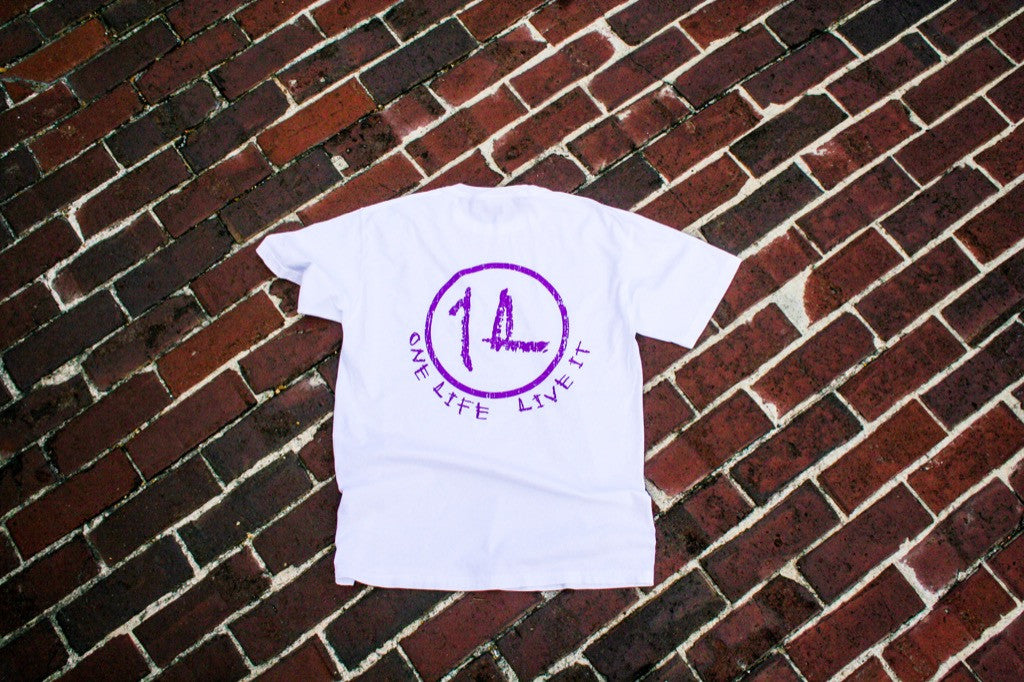 White/Purple Short Sleeve Original Logo Tee