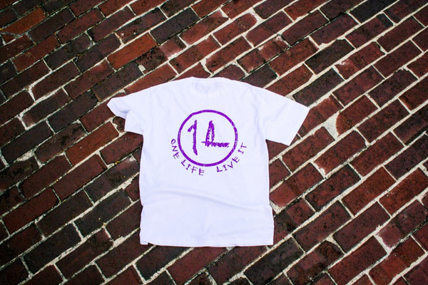 White/Purple Short Sleeve Original Logo Tee
